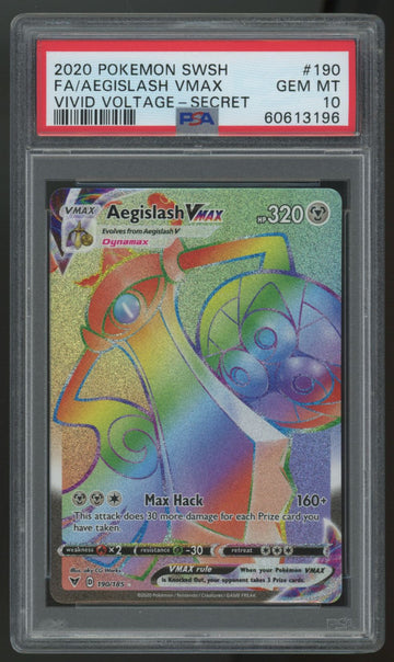 2020 Pokemon Aegislash VMAX Vivid Voltage Full Art Secret #190 PSA 10