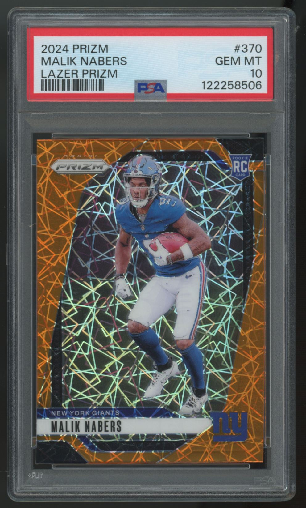 2024 Panini Prizm Malik Nabers RC Orange Lazer #370 PSA 10