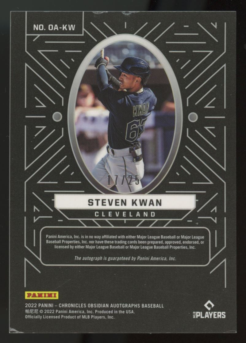 2022 Chronicles Obsidian Steven Kwan RC Auto Red /25 #OA-KW
