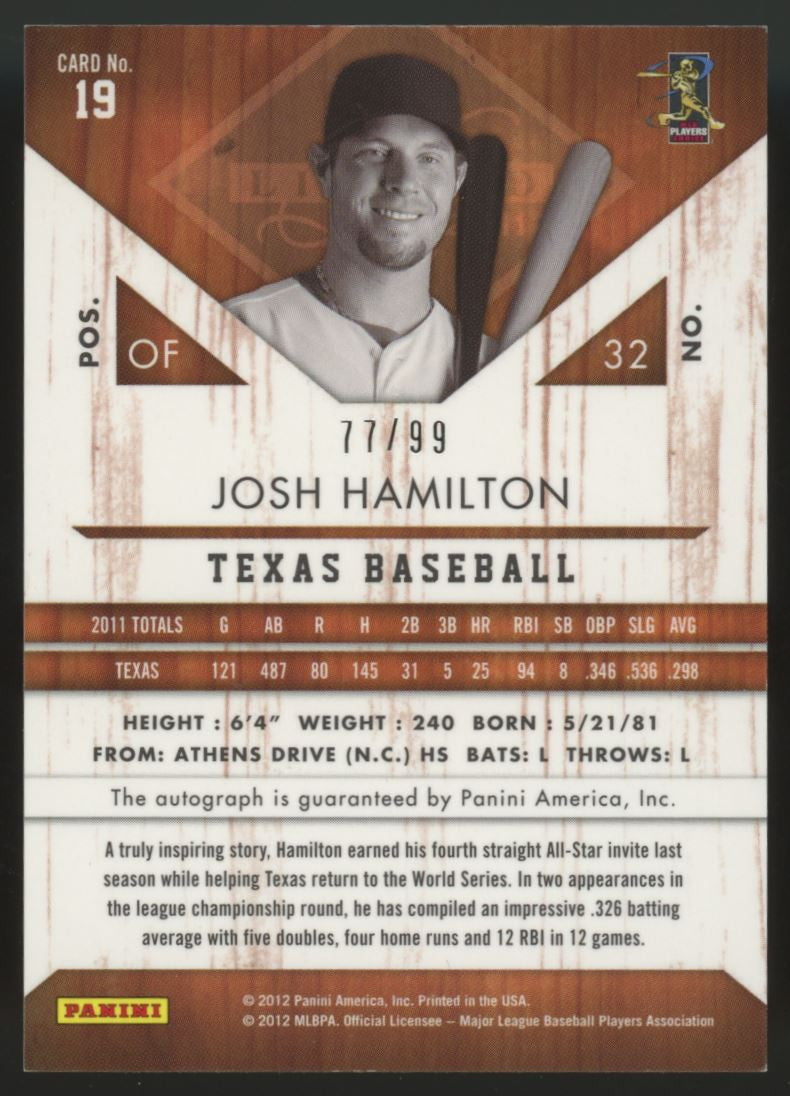 2011 Limited Josh Hamilton Auto /99 #19