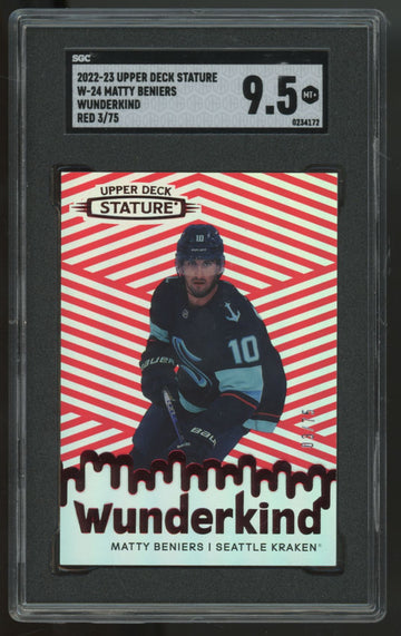 2022-23 Upper Deck Stature Matty Beniers RC Wunderkind Red /75 #W-24 SGC 9.5