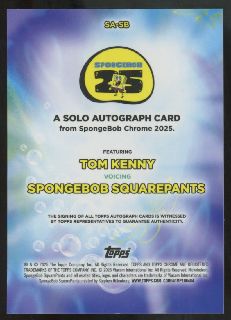 2025 Topps Chrome Spongebob Tom Kenny Solo Auto Refractor #SA-SB