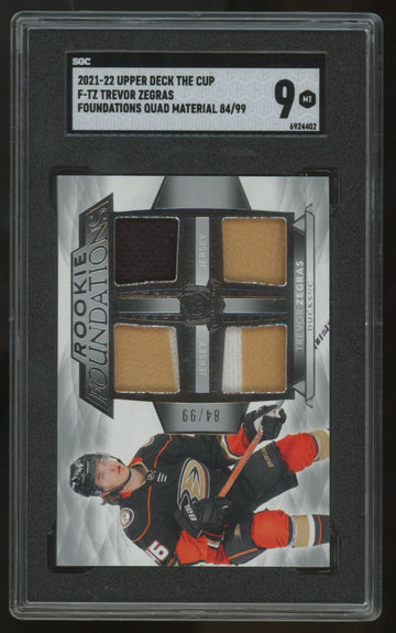 2021-22 UD The Cup Trevor Zegras RC Foundations Quad Material Patch /99 SGC 9