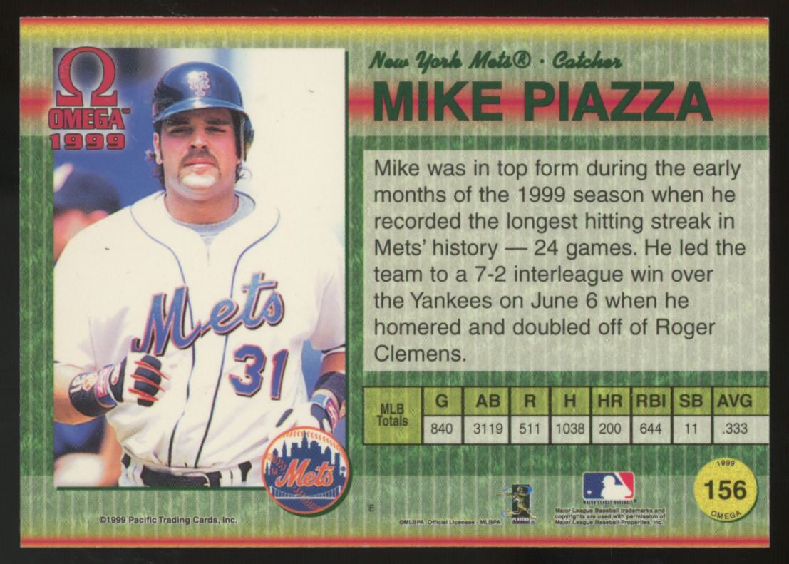 1999 Pacific Omega Mike Piazza Premiere Date /50 #156