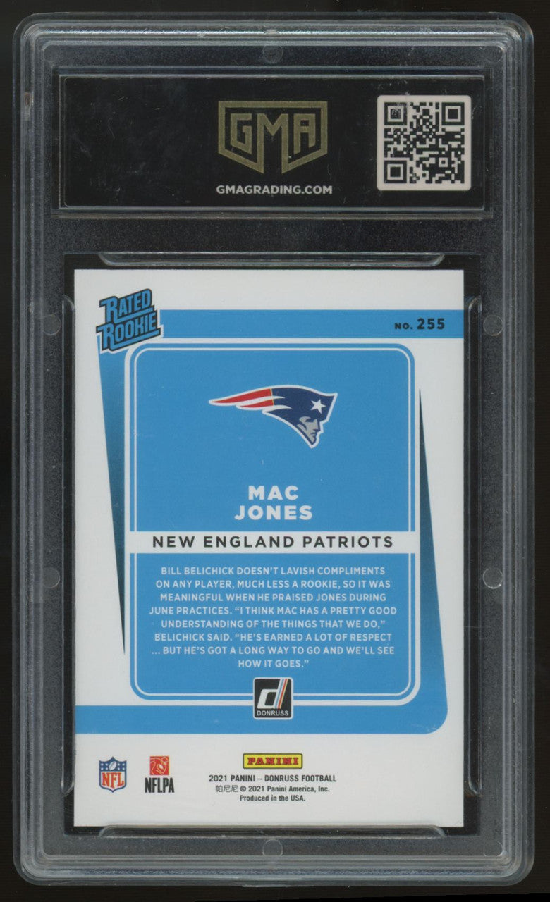 2021 Panini Donruss Mac Jones Rated Rookie Blue Press Proof #255 GMA 9 *906