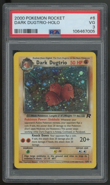 2000 Pokemon Dark Dugtrio Team Rocket Holo #6 PSA 3