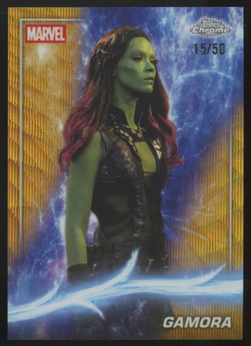 2025 Topps Chrome Marvel Gamora Phase Two Gold Wave /50 #48