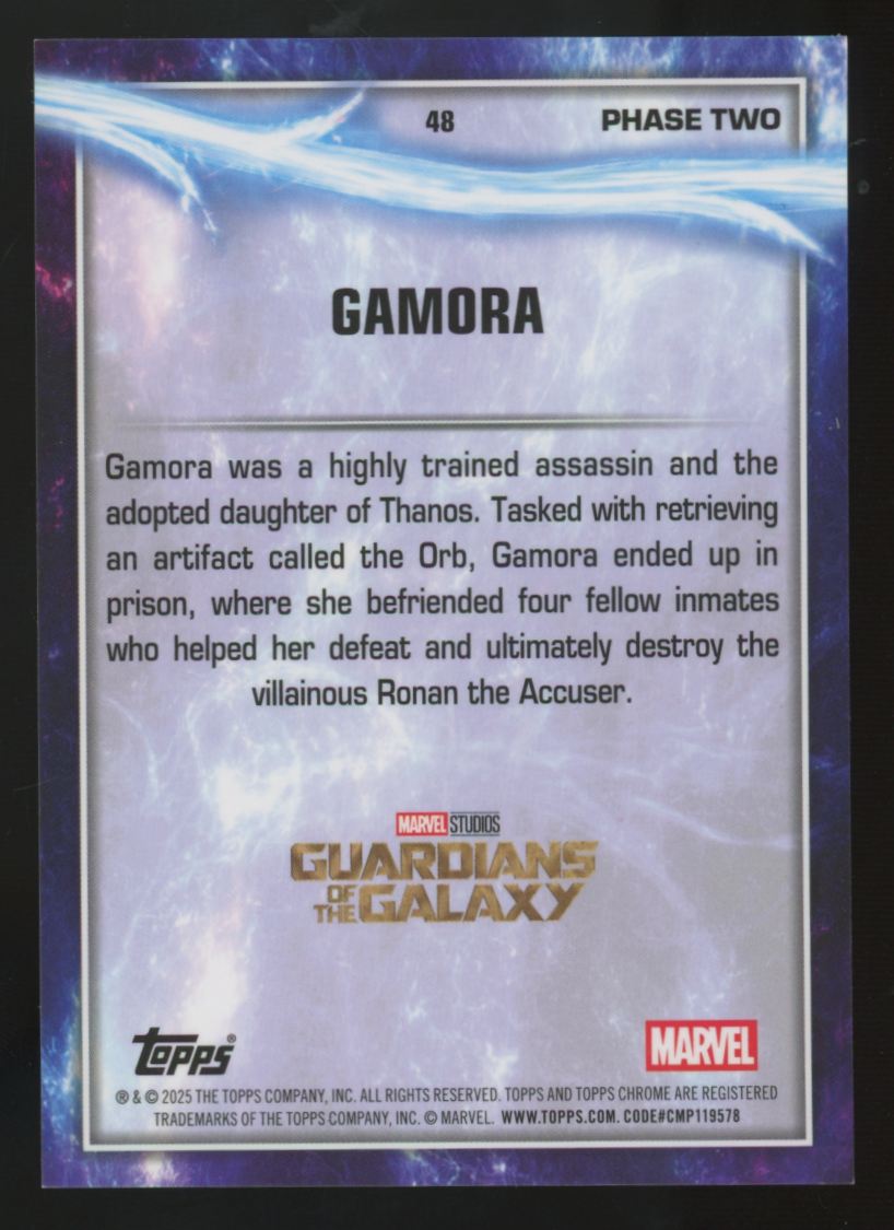 2025 Topps Chrome Marvel Gamora Phase Two Gold Wave /50 #48
