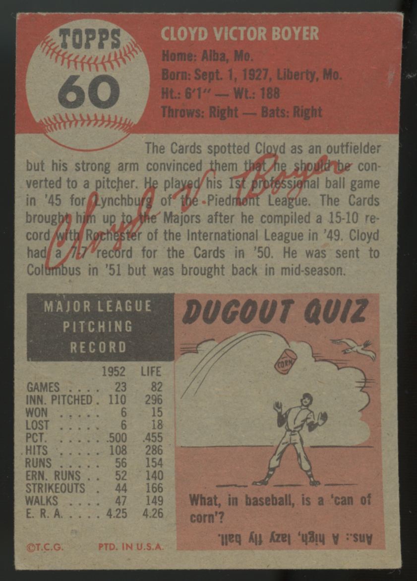 1953 Topps Cloyd Boyer #60 VG