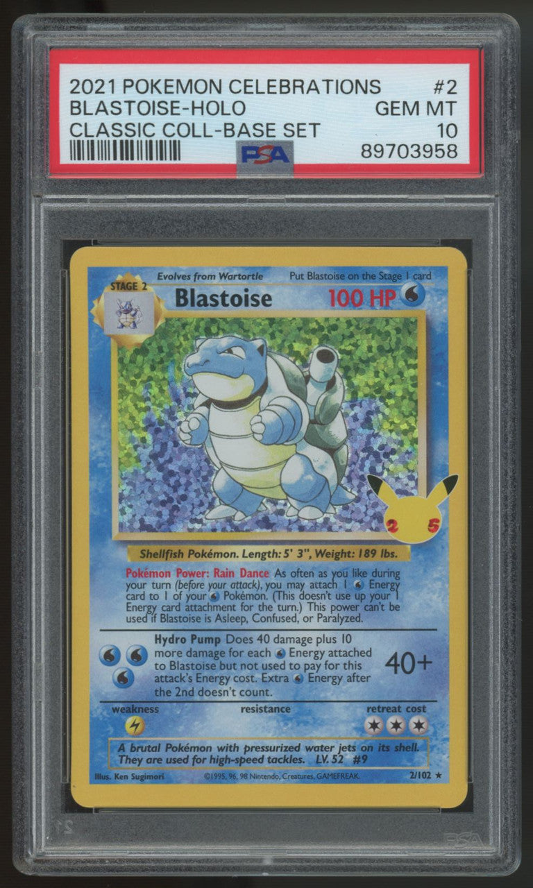 2021 Pokemon Blastoise Celebrations Classic Collection Holo #2 PSA 10