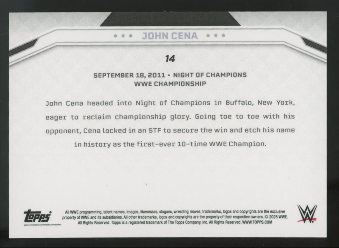 2025 Topps John Cena 12th World Title Prototype Foil  /23 #14