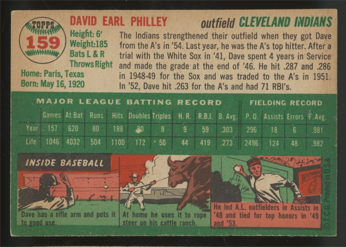 1954 Topps Dave Philley #159 EX-MT