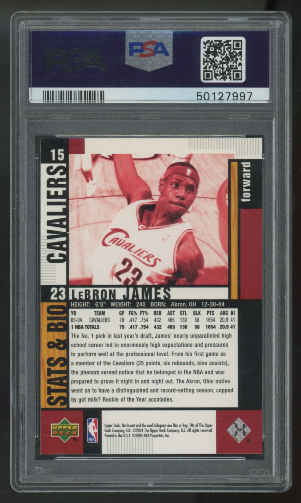2004-05 Upper Deck Hardcourt LeBron James #15 PSA 9 *997