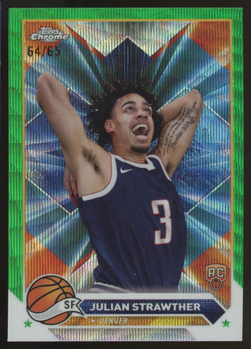 2023-24 Topps Chrome Julian Strawther RC Green Wave /65 #134