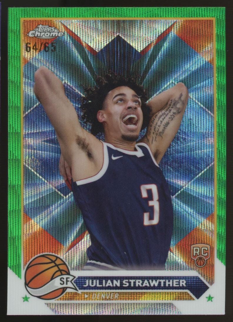 2023-24 Topps Chrome Julian Strawther RC Green Wave /65 #134