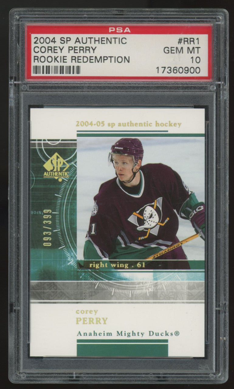 2004-05 UD SP Authentic Corey Perry RC Rookie Redemption /399 #RR1 PSA 10