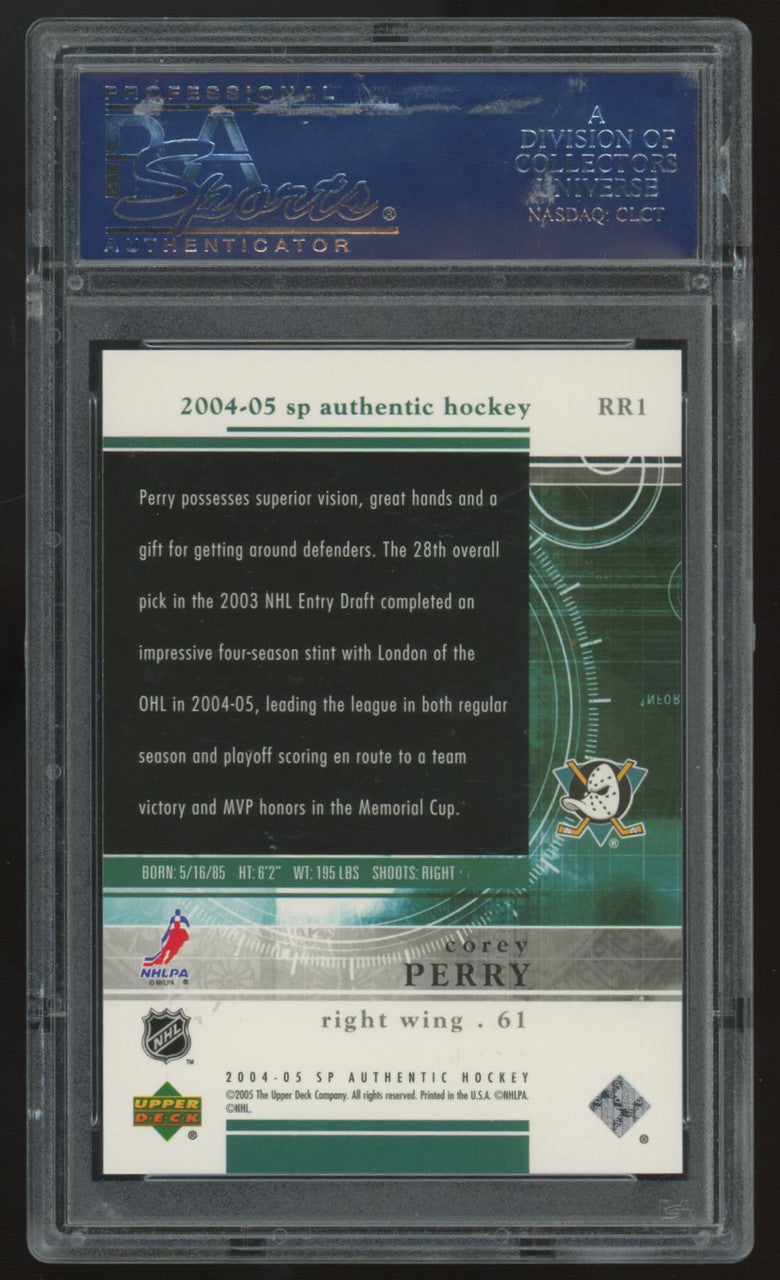 2004-05 UD SP Authentic Corey Perry RC Rookie Redemption /399 #RR1 PSA 10