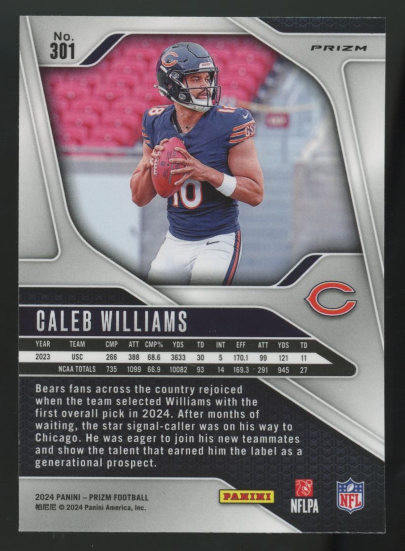 2024 Panini Prizm Caleb Williams RC Orange Lazer #301