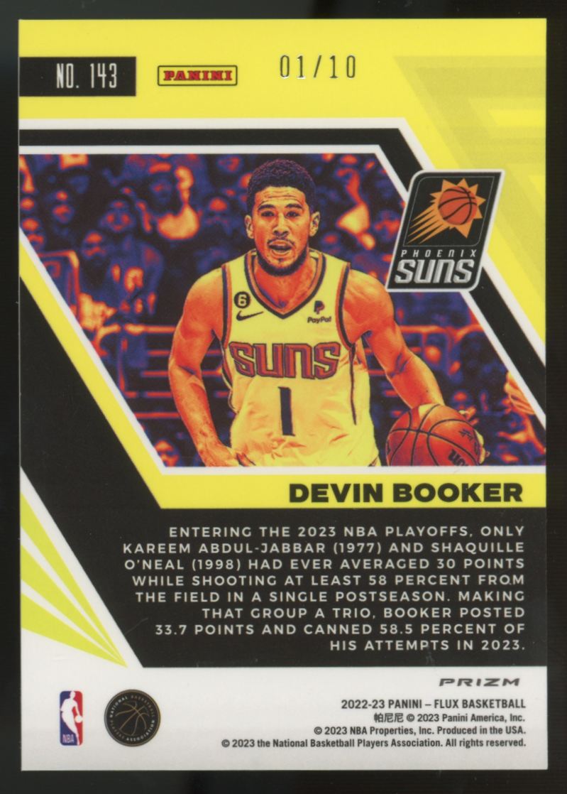 2022-23 Panini Flux Devin Booker Mojo Gold Prizm /10 #143