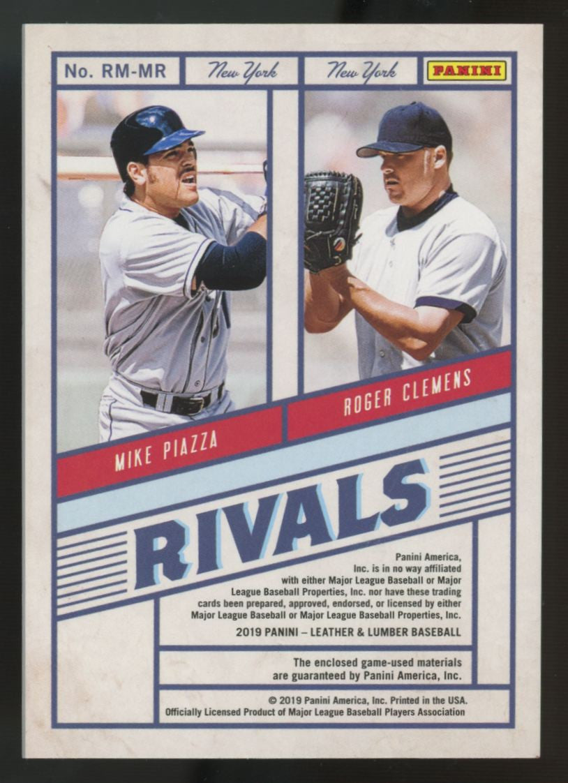 2019 Leather & Lumber Mike Piazza Roger Clemens Rivals Dual Patch /149 #RM-MR