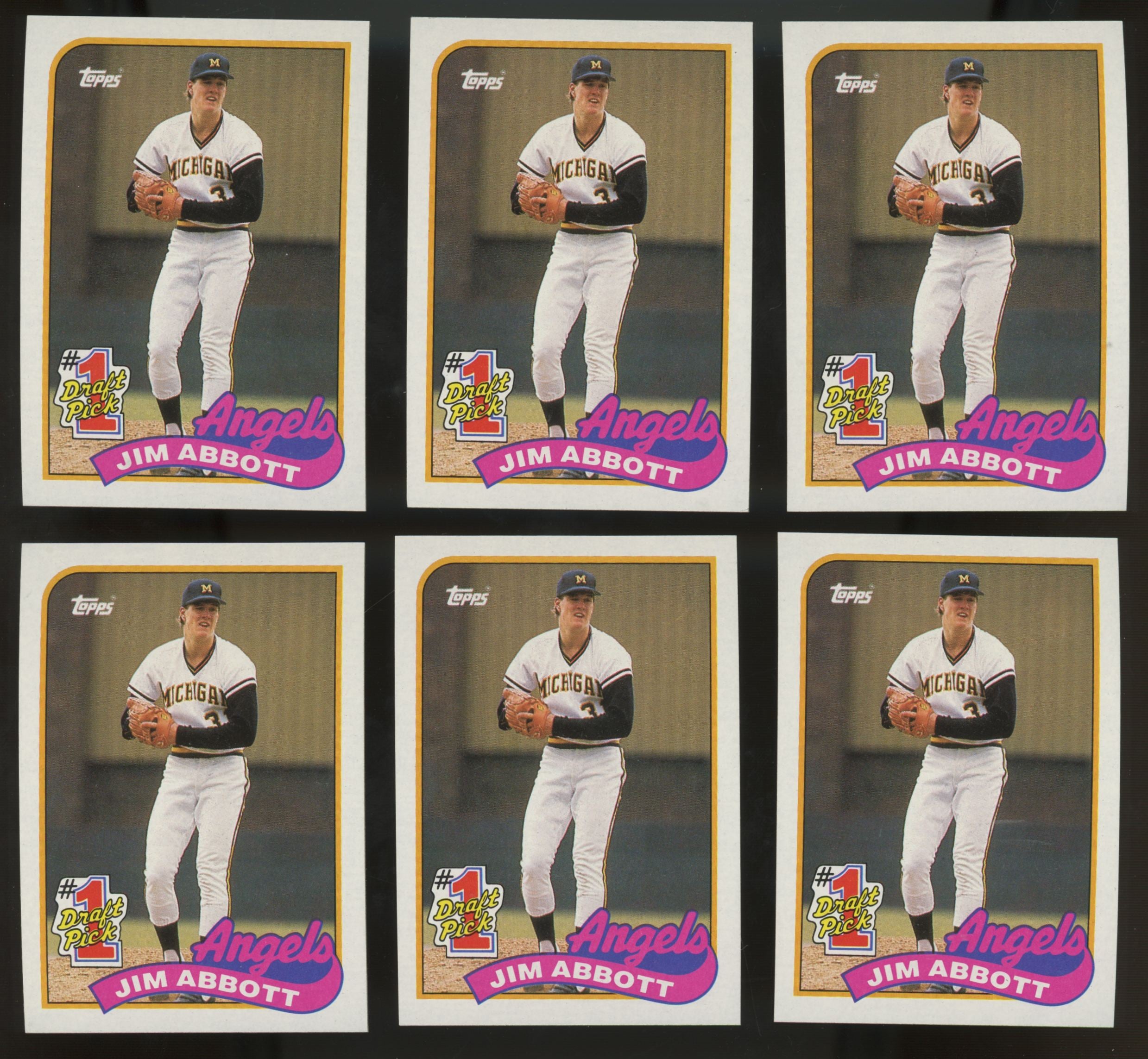 1989 Topps Jim Abbott RC #1 Draft Pick #573 (Lot Of 50) "A"