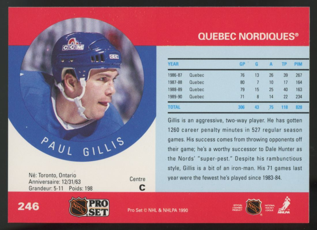 1990-91 NHL Pro Set Paul Gillis Bloody Nose / 37 Error #246