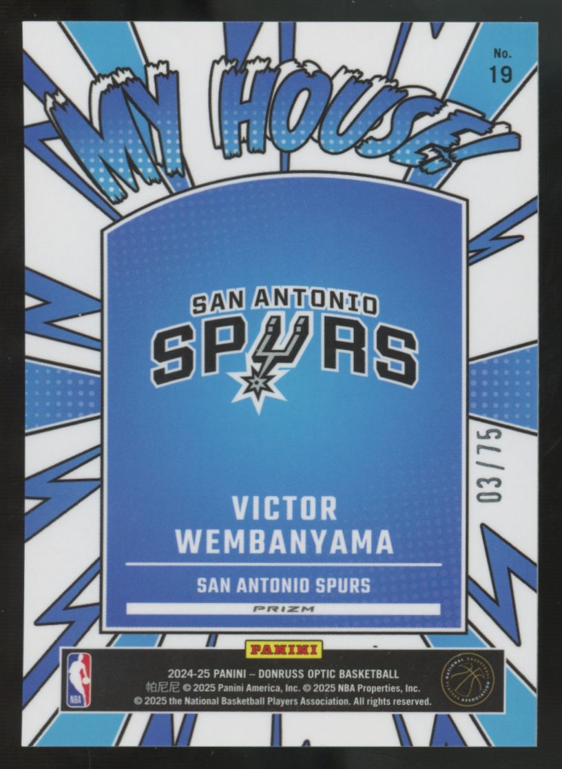2024-25 Donruss Optic Victor Wembanyama Red Shimmer My House /75 #19