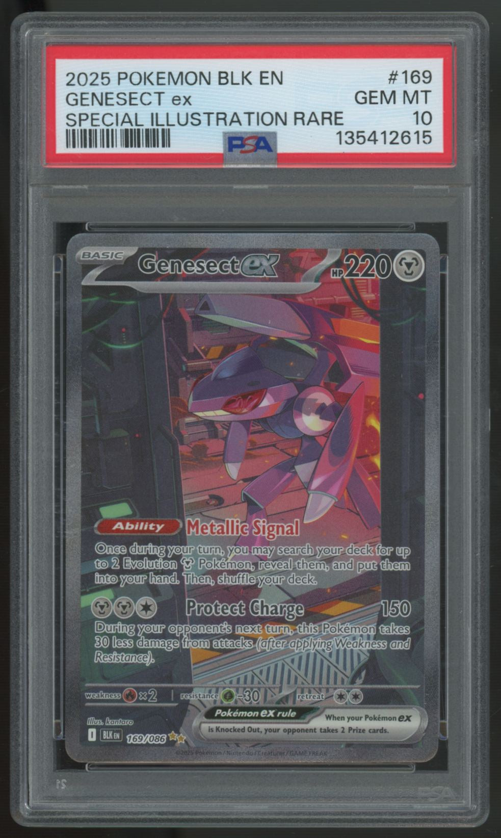 2025 Pokemon Genesect ex Black Bolt Special Illustration Rare #169 PSA 10