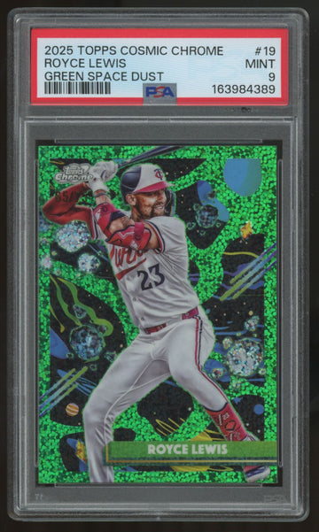 2025 Topps Chrome Cosmic Royce Lewis Green Space Dust /75 #19 PSA 9