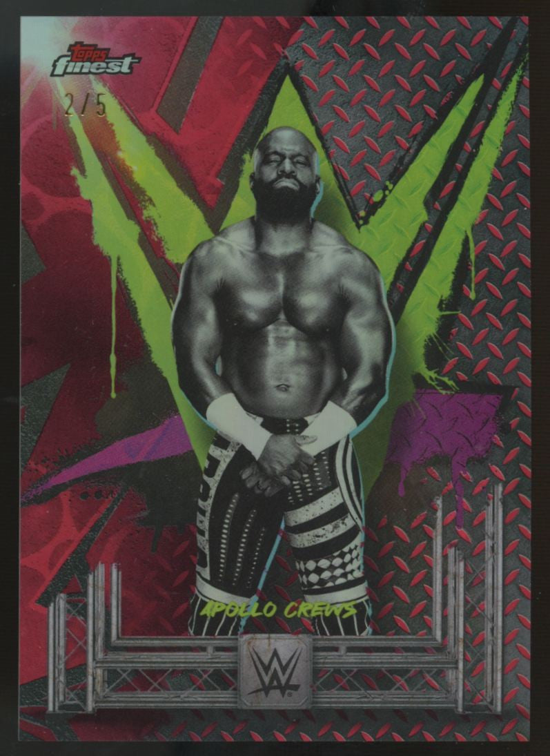 2025 Topps Finest WWE Apollo Crews Uncommon Red Refractor /5 #126