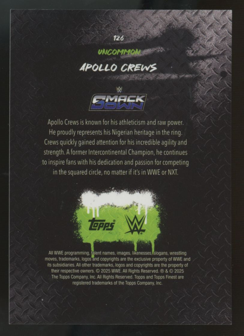 2025 Topps Finest WWE Apollo Crews Uncommon Red Refractor /5 #126