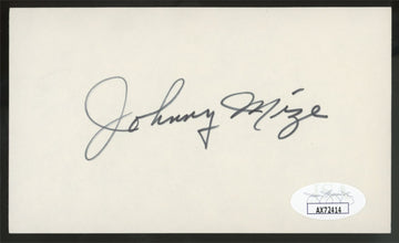 Johnny Mize Signed Autographed Index Card JSA Authentic