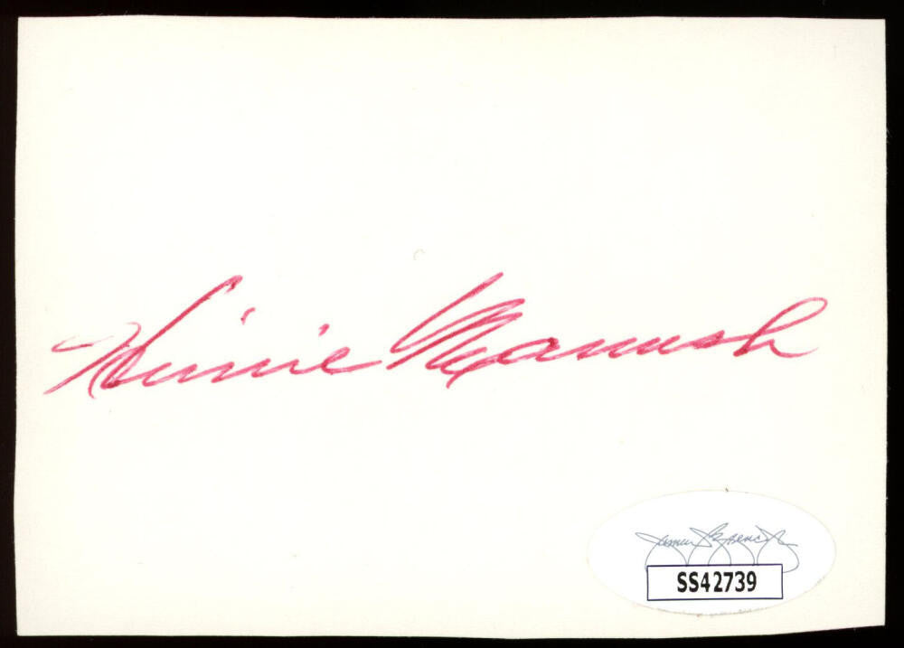 Heinie Manush Signed Autographed Cut Index Card JSA