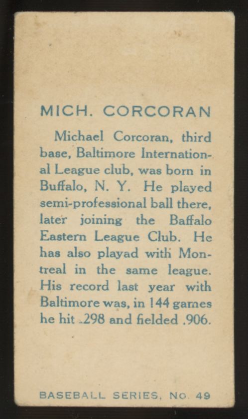 1912 C46 Imperial Michael Corcoran #49 VG/EX