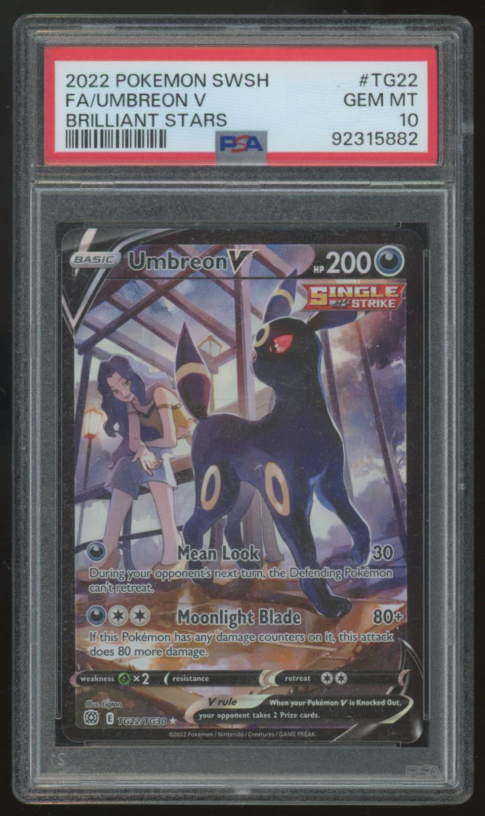 2022 Pokemon Umbreon V Brilliant Stars Full Art #TG22 PSA 10 (C)