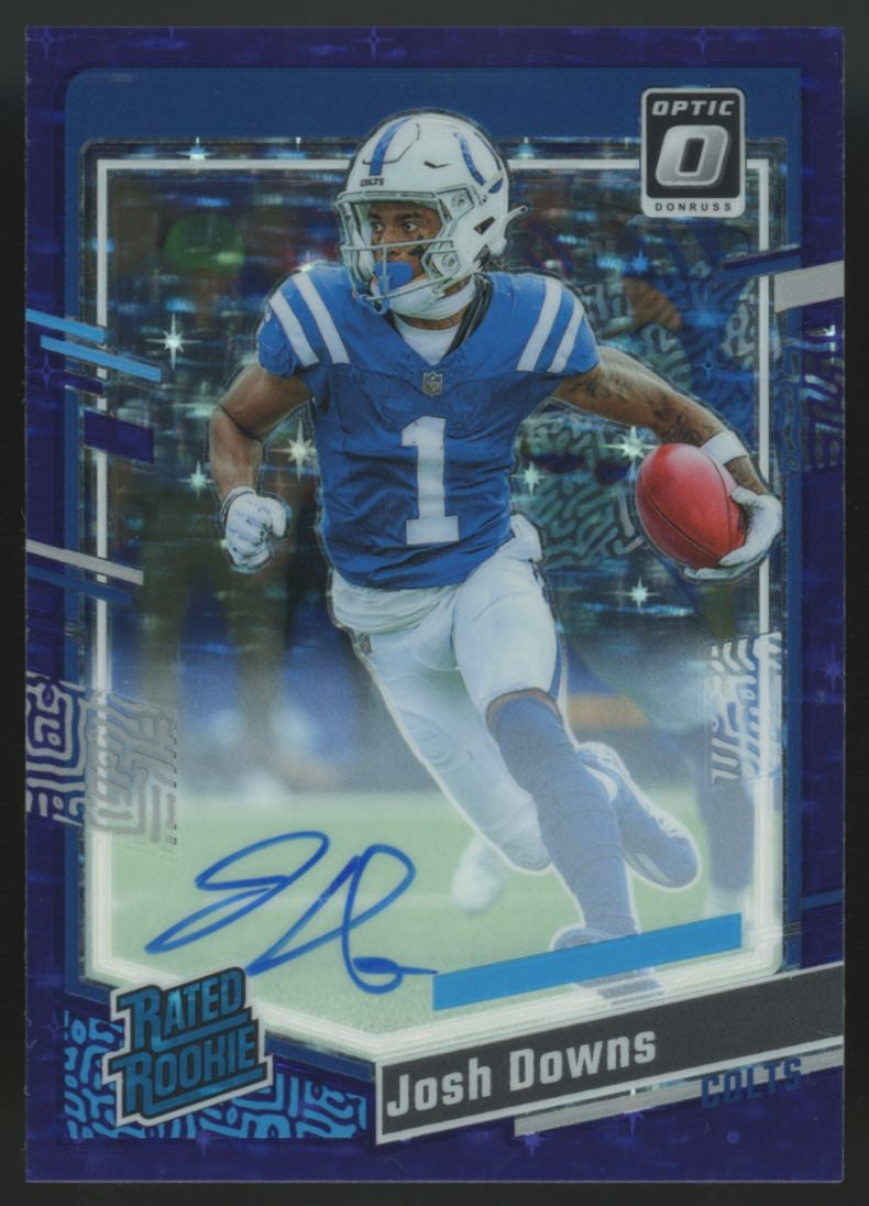 2023 Panini Donruss Optic Josh Downs Rated Rookie Purple Stars Prizm Auto /50