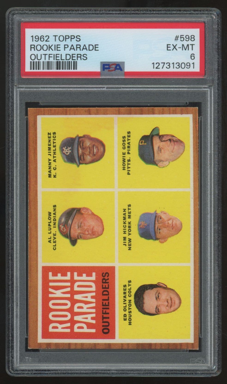 1962 Topps Luplow/Jimenez/Olivares/Hickman/Goss RC Rookie Parade #598 PSA 6