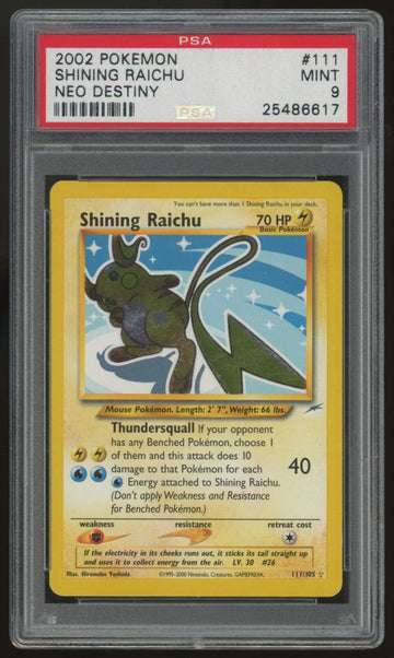 2002 Pokemon Shining Raichu Neo Destiny Holo #111 PSA 9
