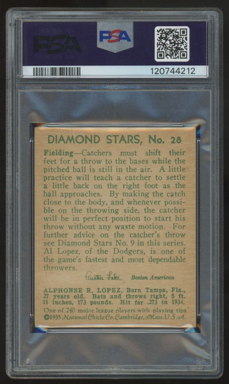 1935 Diamond Stars Alphonse "Al" Lopez RC #28 PSA 5 (MK)