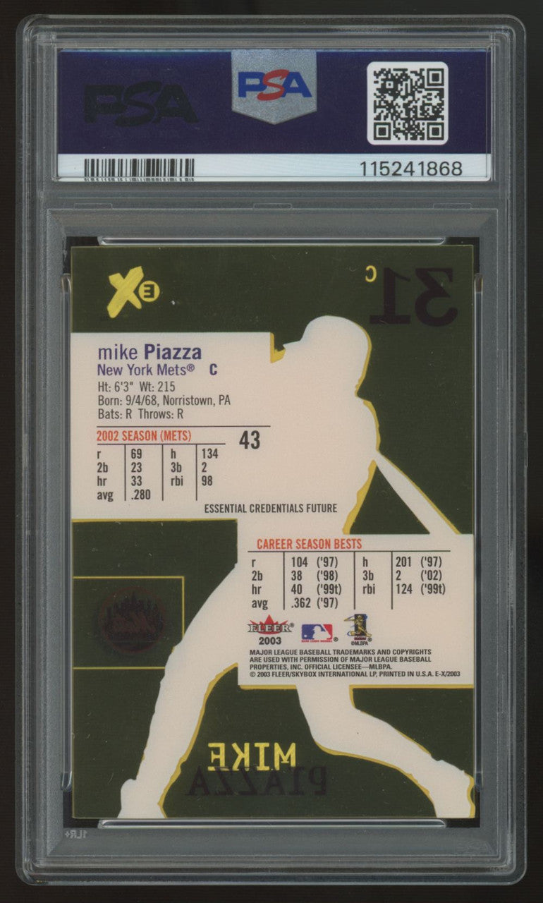 2003 Fleer E-X Mike Piazza Essential Credentials Future /60 #43 PSA 6