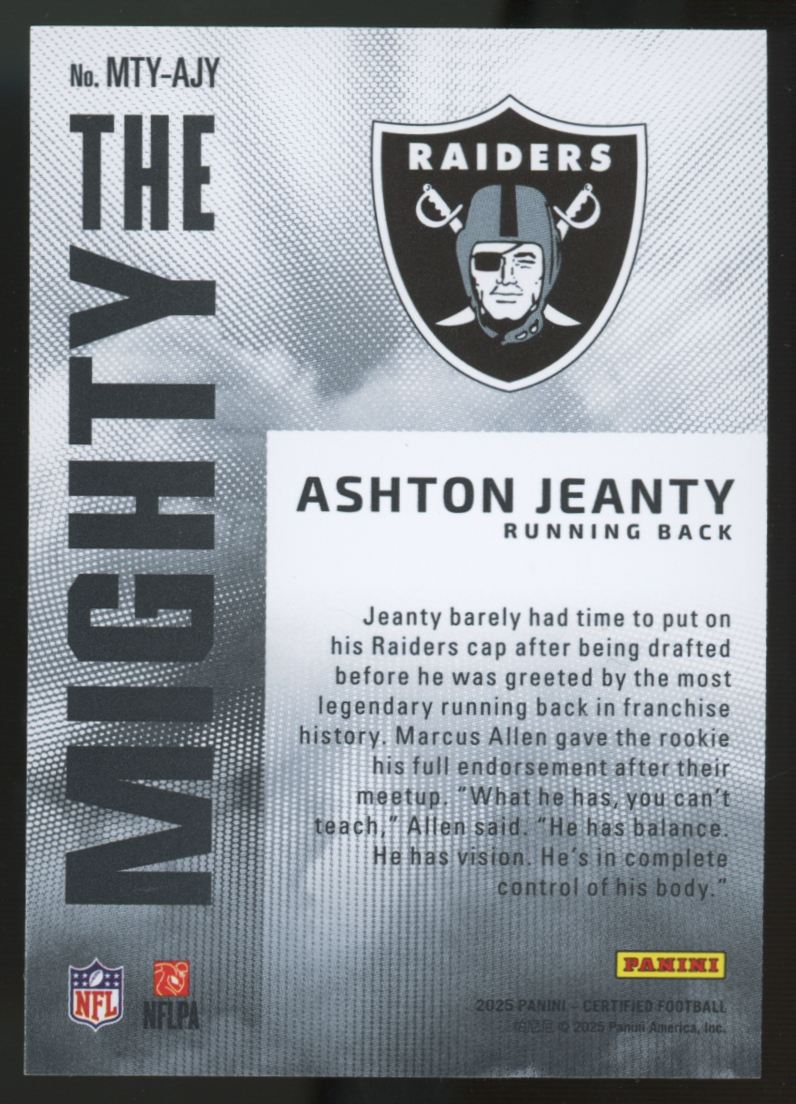 2025 Panini Certified Ashton Jeanty RC The Mighty SSP #MTY-AJY