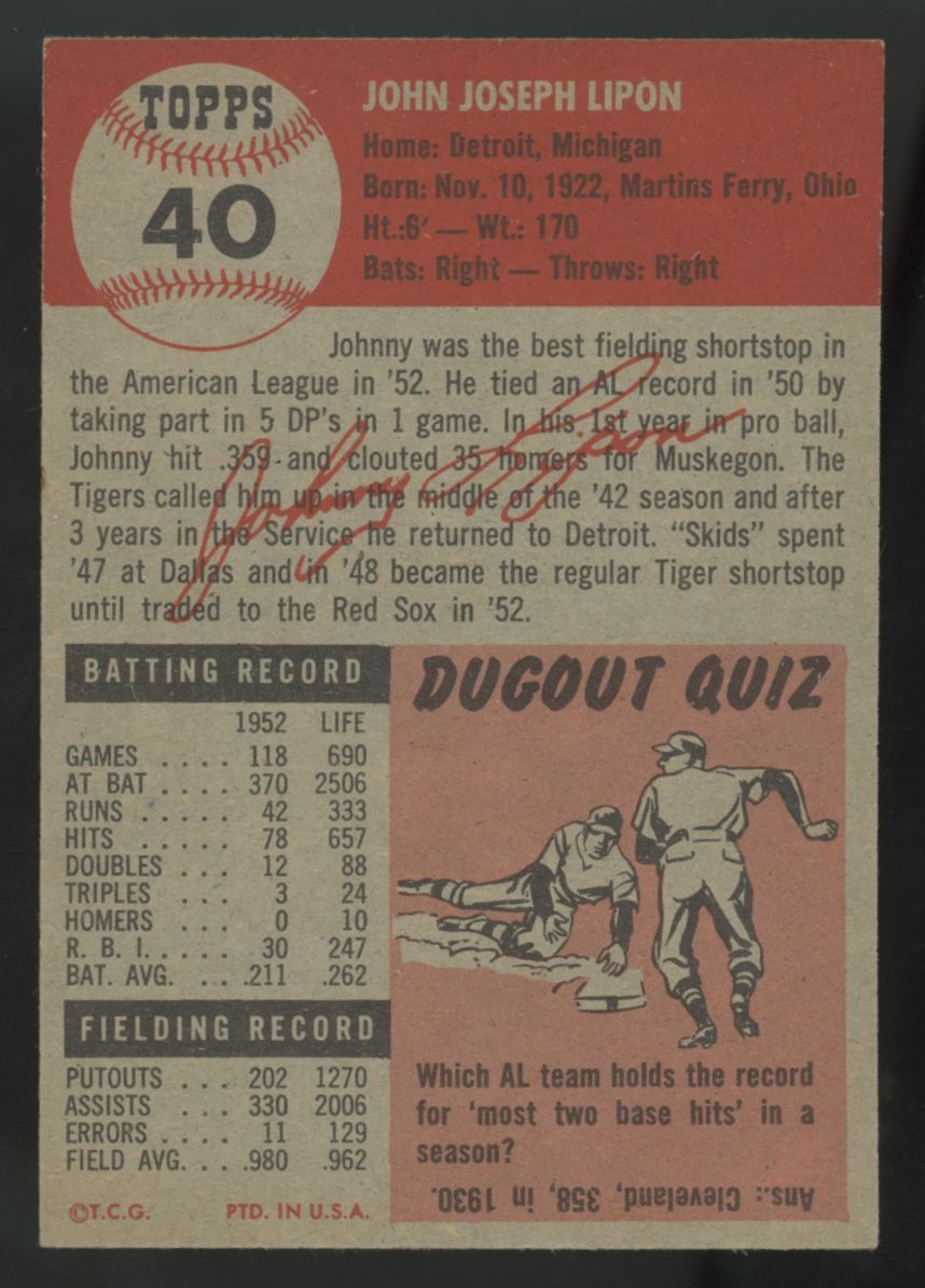 1953 Topps John Lipon #40 NM