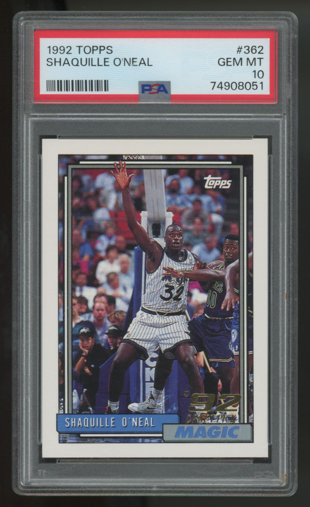 1992-93 Topps Shaquille O'Neal RC Draft Pick #362 PSA 10