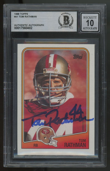 1988 Topps Tom Rathman Signed IP Autograph BGS Authentic Auto 10
