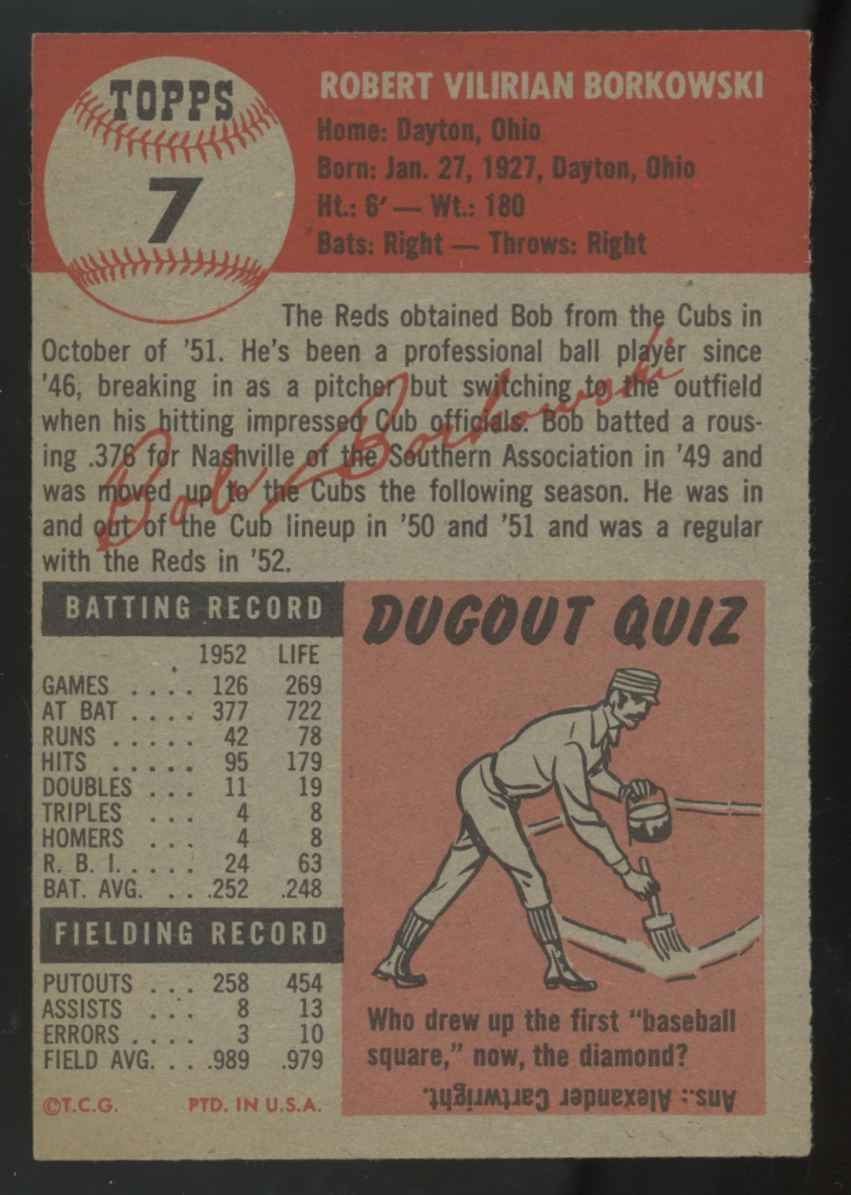 1953 Topps Bob Borkowski #7 EX/MT
