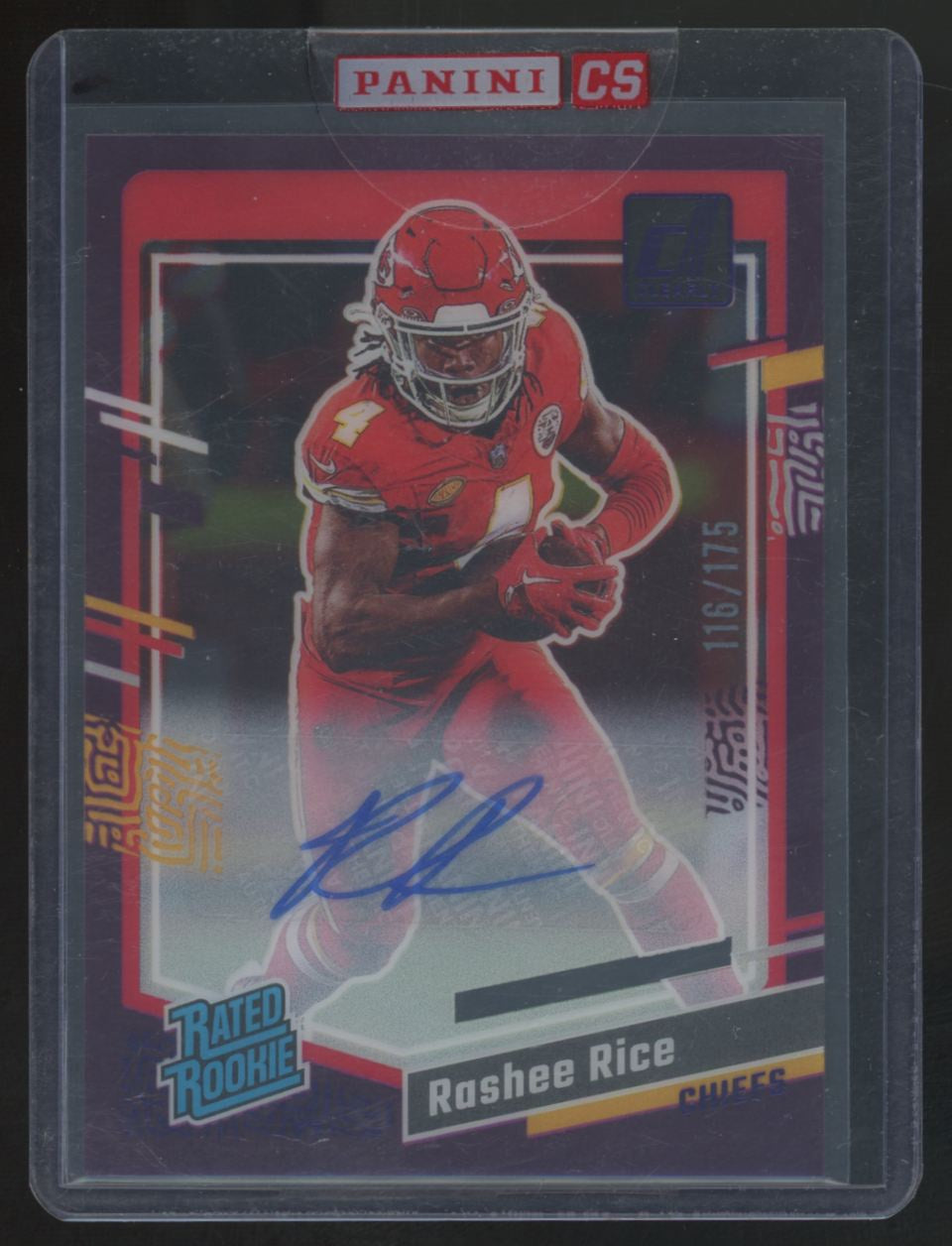 2023 Panini Clearly Donruss Rashee Rice RC Rated Rookie Purple Auto /175 #79