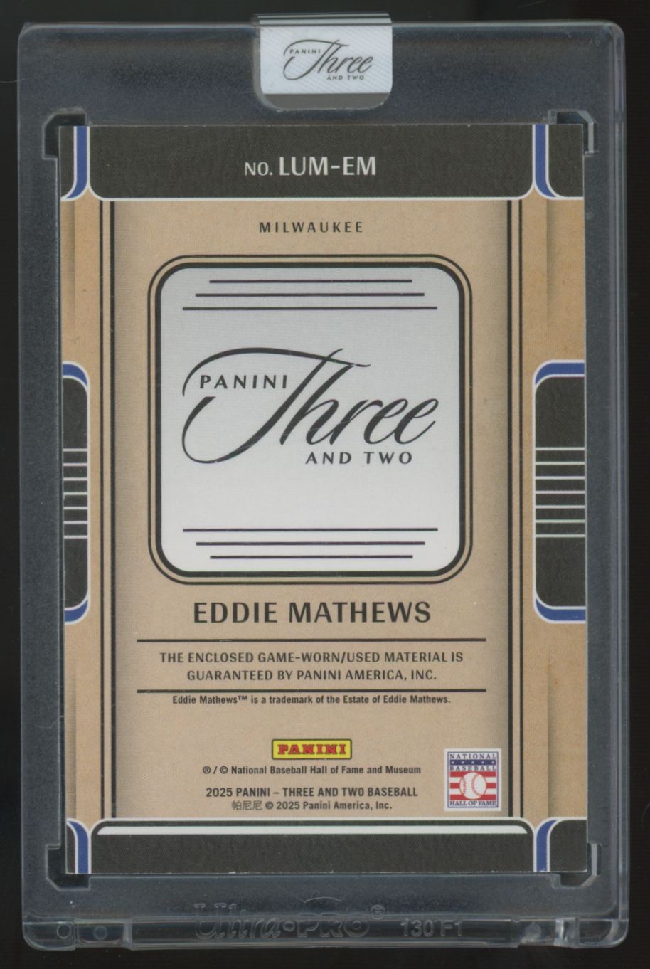 2025 Three & Two Eddie Mathews Luminous Lumber Holo Gold Relic /10 #LUM-EM