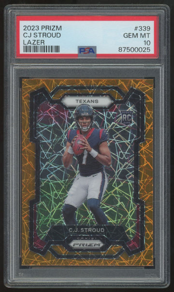 2023 Panini Prizm C.J. Stroud RC Orange Lazer #339 PSA 10