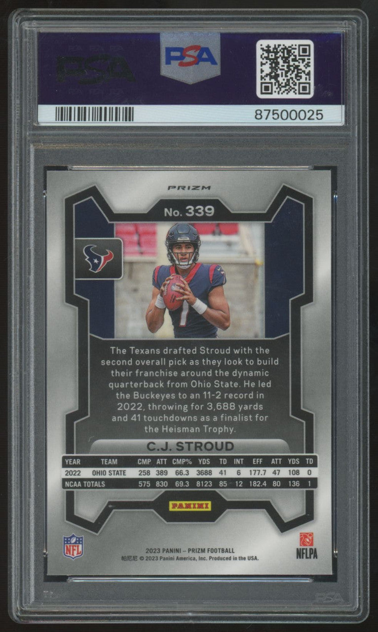 2023 Panini Prizm C.J. Stroud RC Orange Lazer #339 PSA 10