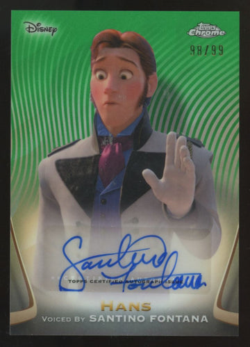 2025 Topps Chrome Disney Hans Green Refractor Santino Fontana Auto /99 #AA-SF